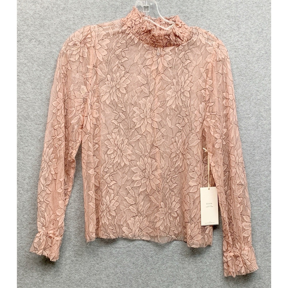 Blashe Sheer Lace Top Size Small Pink Romantic‎ Dainty Fairy Cottagecore Regency